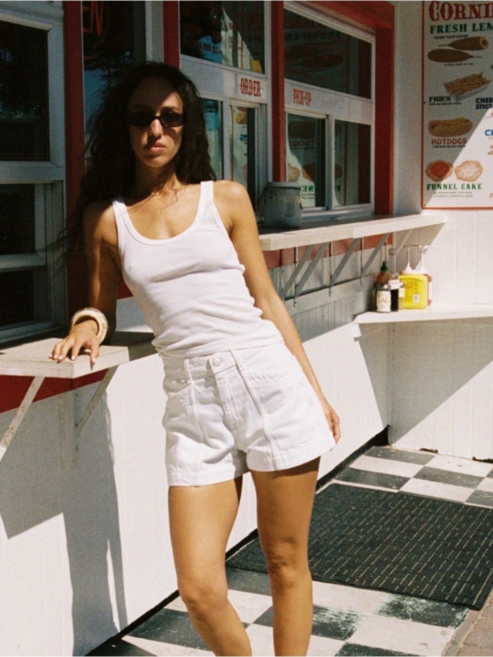 AMO Revolve High-Rise White Denim Shorts - Women's